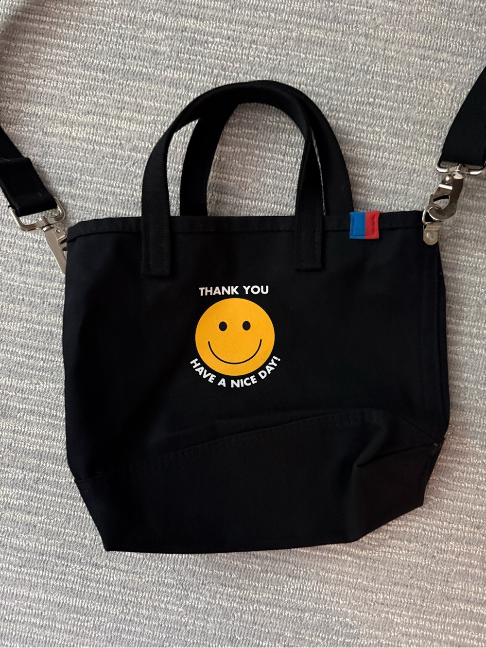 KULE The Takeout Black Canvas Tote with crossbody strap